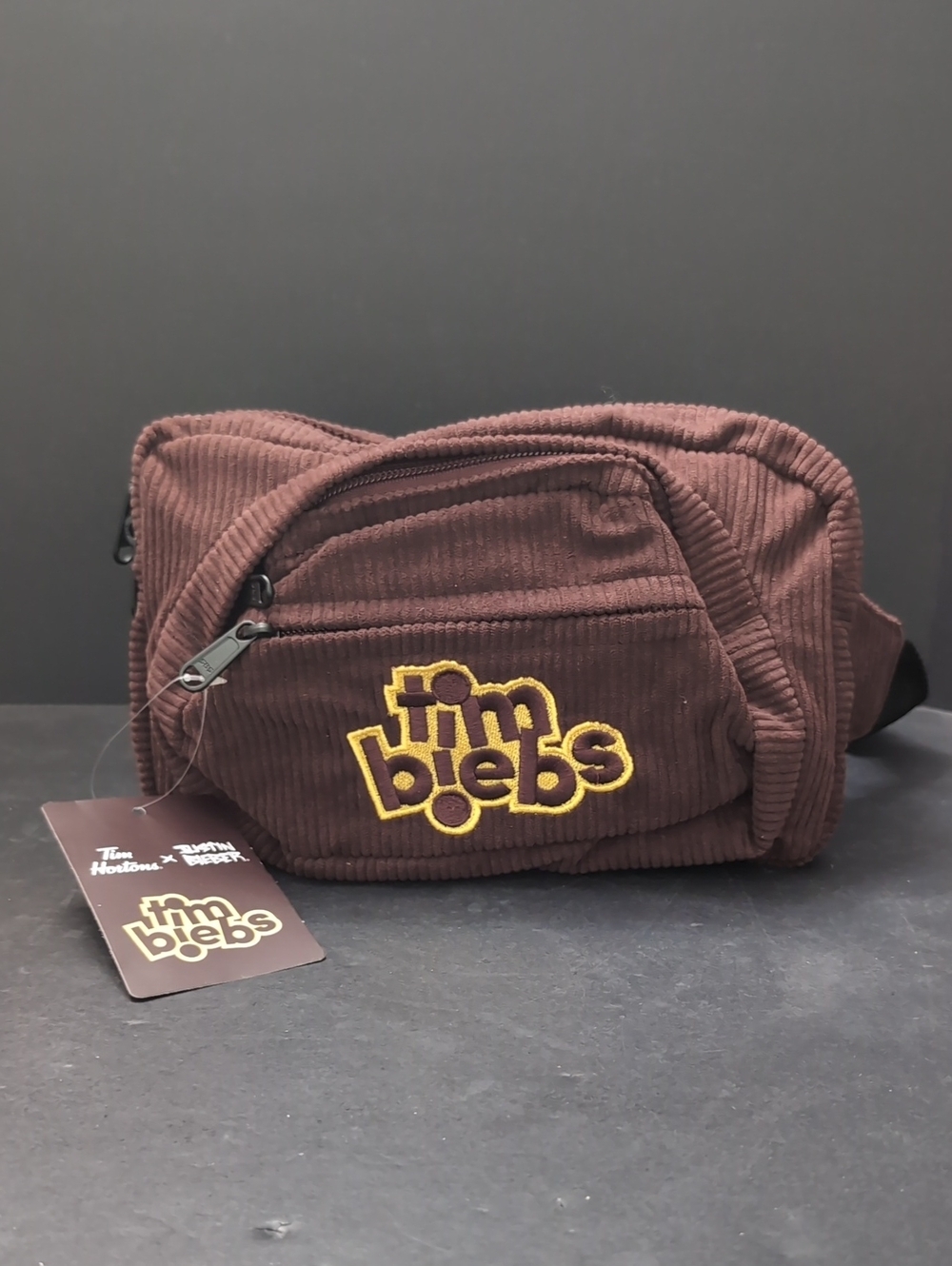 NWT,Tim Hortons/Justin Bieber Brown Corduroy Fanny Pack.